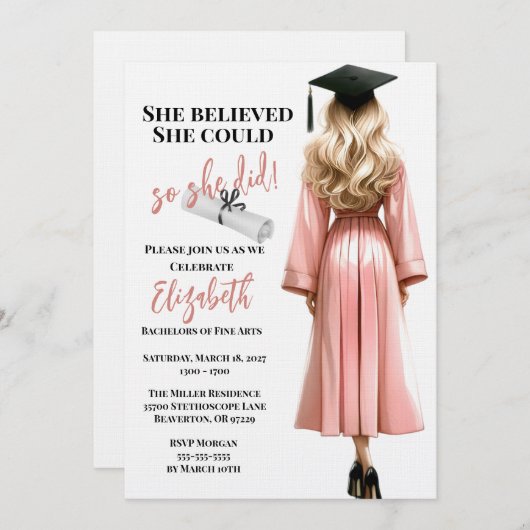 彼女信じは自分の卒業を遂げた 招待状 (正面/裏面)