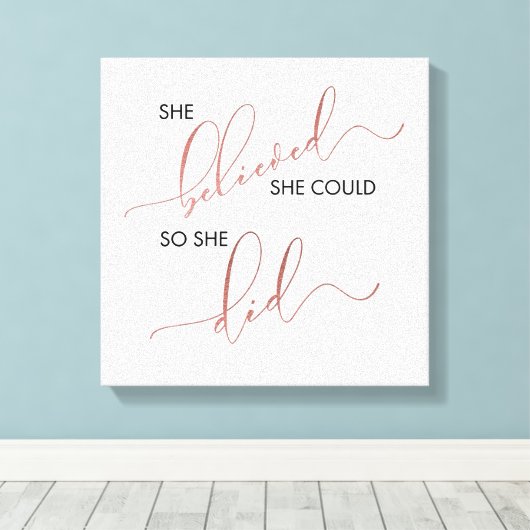 彼女信じは自分の引用文を行うこインスパイアとができた キャンバスプリント (インサイチュ (ウッドフロア))