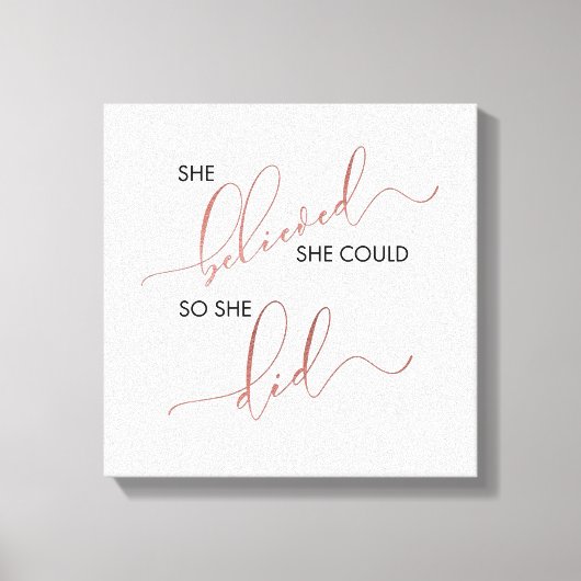 彼女信じは自分の引用文を行うこインスパイアとができた キャンバスプリント (正面)