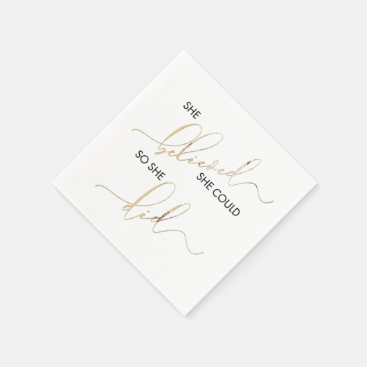 彼女信じは自分の引用文を行うこインスパイアとができた スタンダードカクテルナプキン (角)