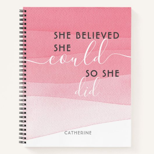 彼女信じは自分の意思を示しパーソナライズされたた ノートブック (正面)