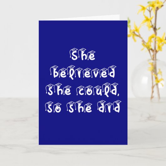 彼女信じは青と白の卒業を受け入れた カード (黄色い花)