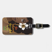 彼女信じは黒い女は、花茶色にできた ラゲッジタグ (正面横)