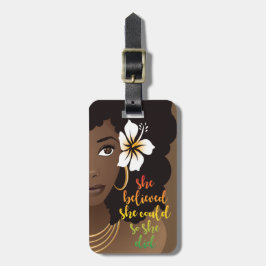 彼女信じは黒い女は、花茶色にできた ラゲッジタグ