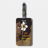 彼女信じは黒い女は、花茶色にできた ラゲッジタグ (裏面縦)