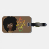 彼女信じは黒い女は、茶色の ラゲッジタグ (裏面横)