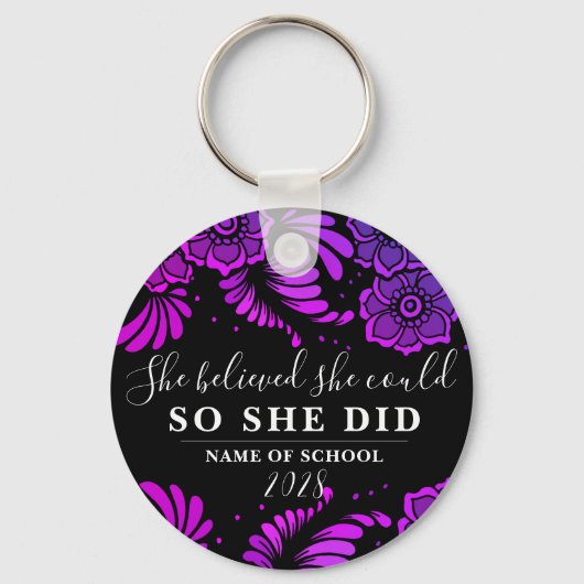 彼女信じは黒紫の花のフローラを得た キーホルダー (正面)