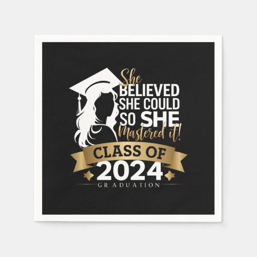 彼女信じは2024年にそれをマスターすることができた スタンダードカクテルナプキン (正面)