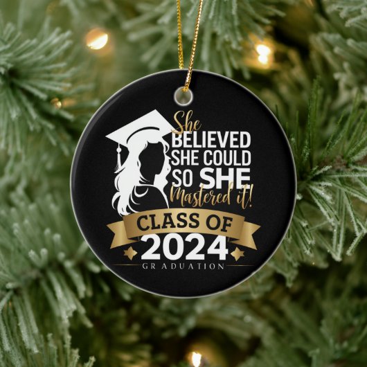 彼女信じは2024年にそれをマスターすることができた セラミックオーナメント (ツリー)