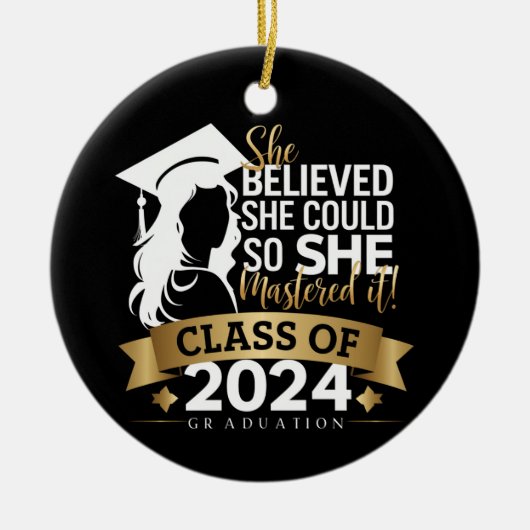 彼女信じは2024年にそれをマスターすることができた セラミックオーナメント (正面)