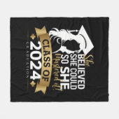 彼女信じは2024年にそれをマスターすることができた フリースブランケット (正面(横))