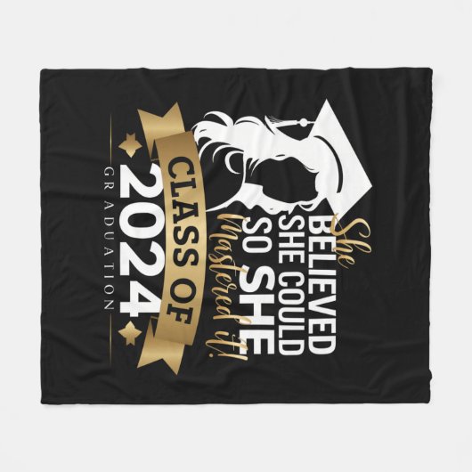 彼女信じは2024年にそれをマスターすることができた フリースブランケット (正面(横))