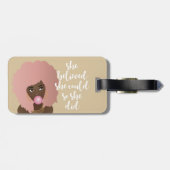 彼女信じは、黒い女、ガム、ベージュ ラゲッジタグ (裏面横)