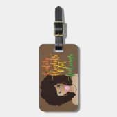 彼女信じは、黒人女性、ガム、茶色の ラゲッジタグ (正面縦)