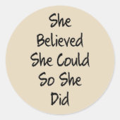 彼女信じステック教育やる気を起こさせる引用文 ラウンドシール (正面)