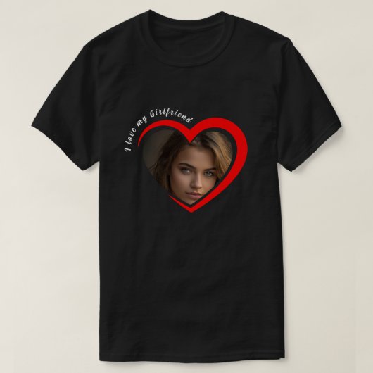 彼女大好きレッドハート オリジナル写真Tシャツ Tシャツ (デザイン正面)