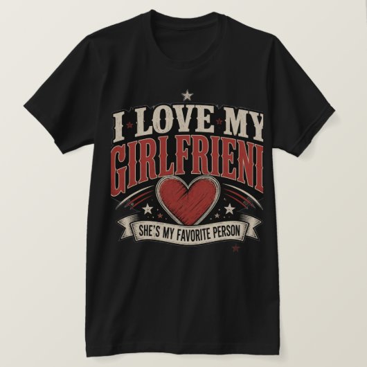 彼女大好き!大好きな人だよ レトロなTシャツ Tシャツ (デザイン正面)