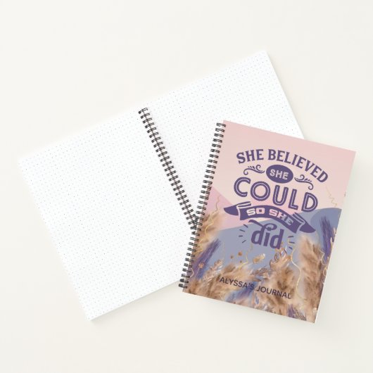 彼女感動的は信じパンパスの引用文を得た ノートブック (内部)