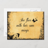 彼女感動的は自分の羽で飛ぶ引用文 ポストカード (正面/裏面)