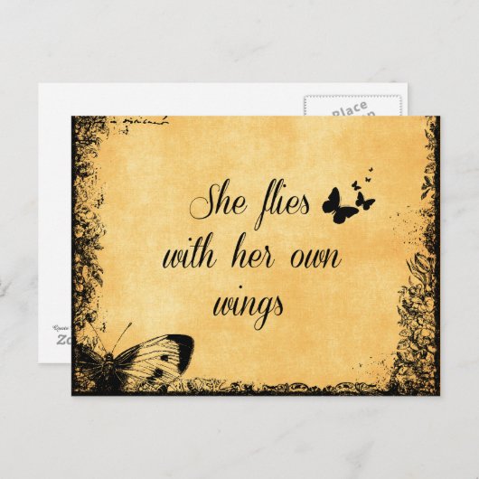 彼女感動的は自分の羽で飛ぶ引用文 ポストカード (正面/裏面)