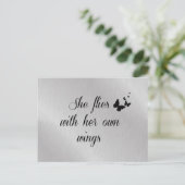 彼女感動的は自分の羽で飛ぶ引用文 ポストカード (スタンド正面)