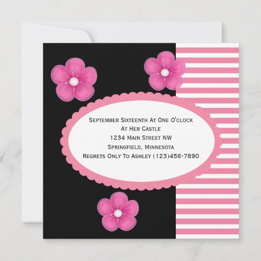 彼女王室のの殿下と写真誕生日招待状 招待状 (裏面)