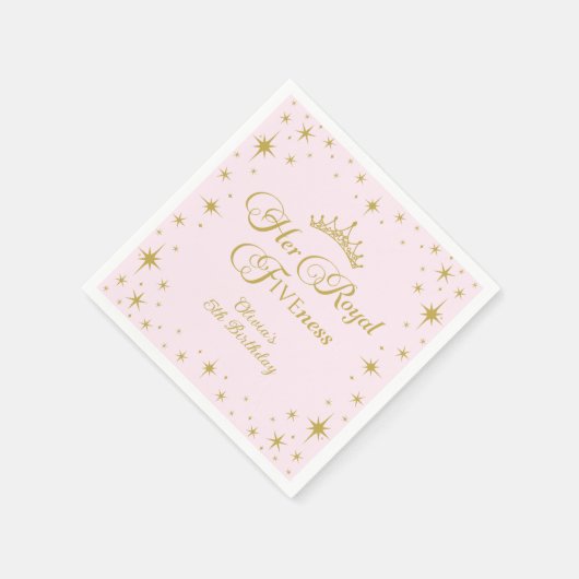 彼女王室のの金ゴールドプリンセス5th誕生日 スタンダードカクテルナプキン (角)