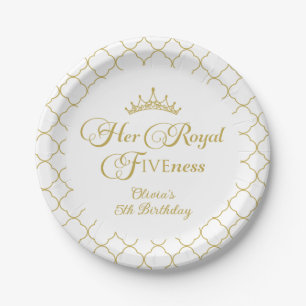 彼女王室のの金ゴールドプリンセス5th誕生日 ペーパープレート