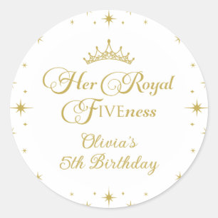 彼女王室のの金ゴールドプリンセス5th誕生日 ラウンドシール