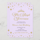 彼女王室のの3歳金ゴールドプリンセス3歳 招待状 (正面/裏面)
