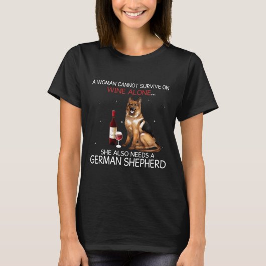 彼女生き延びはドイツ語のシェフも必要とするワインが飲めない Tシャツ (正面)