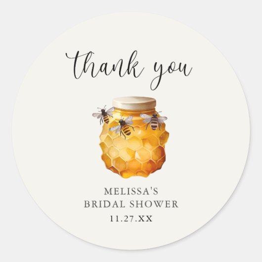 彼女素朴は彼女の蜂蜜ブライダルシャワーありがとう ラウンドシール (正面)