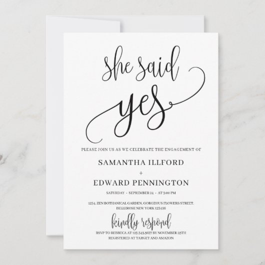 彼女素朴はyesのモダン診断婚約 招待状 (正面)