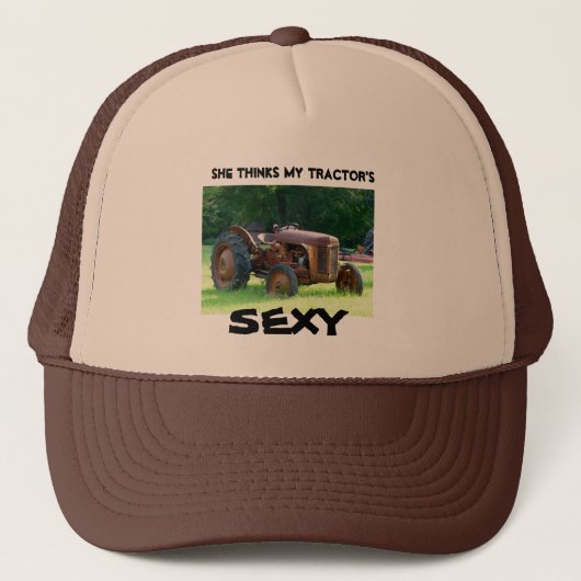 彼女考えは私のトラクターのセクシーだ。トラックの帽子 キャップ (正面)
