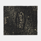 彼女葉のはどこへ行くにもきらめく フリースブランケット (正面(横))