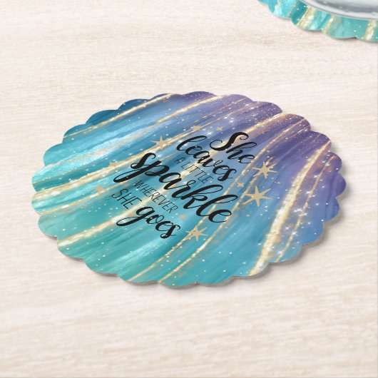 彼女葉の筆遣いは少し輝き、グリッター ペーパーコースター (アングル)