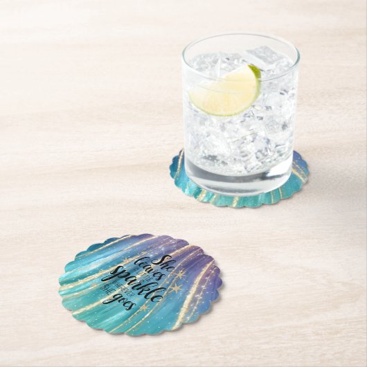 彼女葉の筆遣いは少し輝き、グリッター ペーパーコースター (インサイチュ)