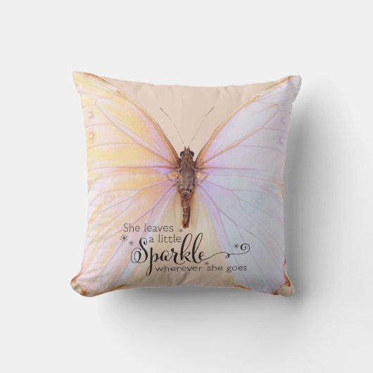 彼女葉は小さな輝く蝶の装飾用クッション クッション (正面)