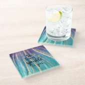 彼女葉は少し輝く筆跡とグリッター ガラスコースター (アングル)