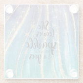 彼女葉は少し輝く筆跡とグリッター ガラスコースター (裏面)