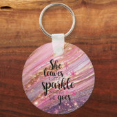 彼女葉は少し輝く筆跡とグリッター キーホルダー (正面)