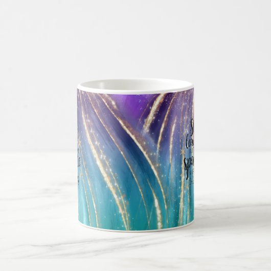 彼女葉は少し輝く筆跡とグリッター コーヒーマグカップ (中央)