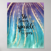 彼女葉は少し輝く筆跡とグリッター ポスター (正面)