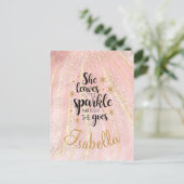 彼女葉は少し輝く贅沢パーソナライズされた ポストカード (スタンド正面)