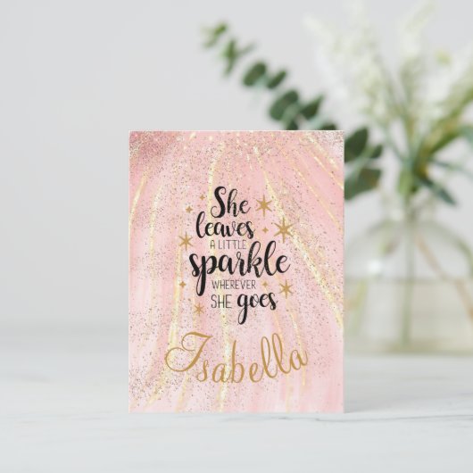 彼女葉は少し輝く贅沢パーソナライズされた ポストカード (スタンド正面)