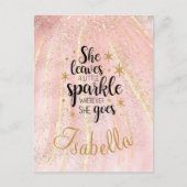 彼女葉は少し輝く贅沢パーソナライズされた ポストカード (正面)