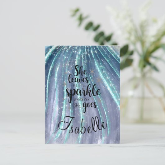 彼女葉は少し輝く贅沢パーソナライズされた ポストカード (スタンド正面)