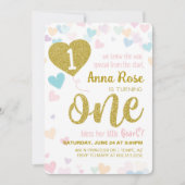 彼女賛美リトルハートファースト誕生日招待状 招待状 (正面)