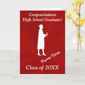 彼女赤と白のためのカスタマイズ可能な卒業カード カード (黄色い花)