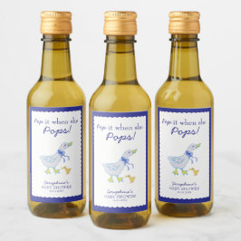 彼女間抜けがポップするときポップ・アートのにガチョウの赤ちゃんシャワー ワインラベル